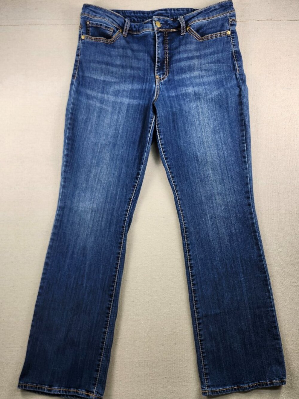 Seven7 Women’s Size 14 Bootcut Jeans Contrast Stitching Blue Denim